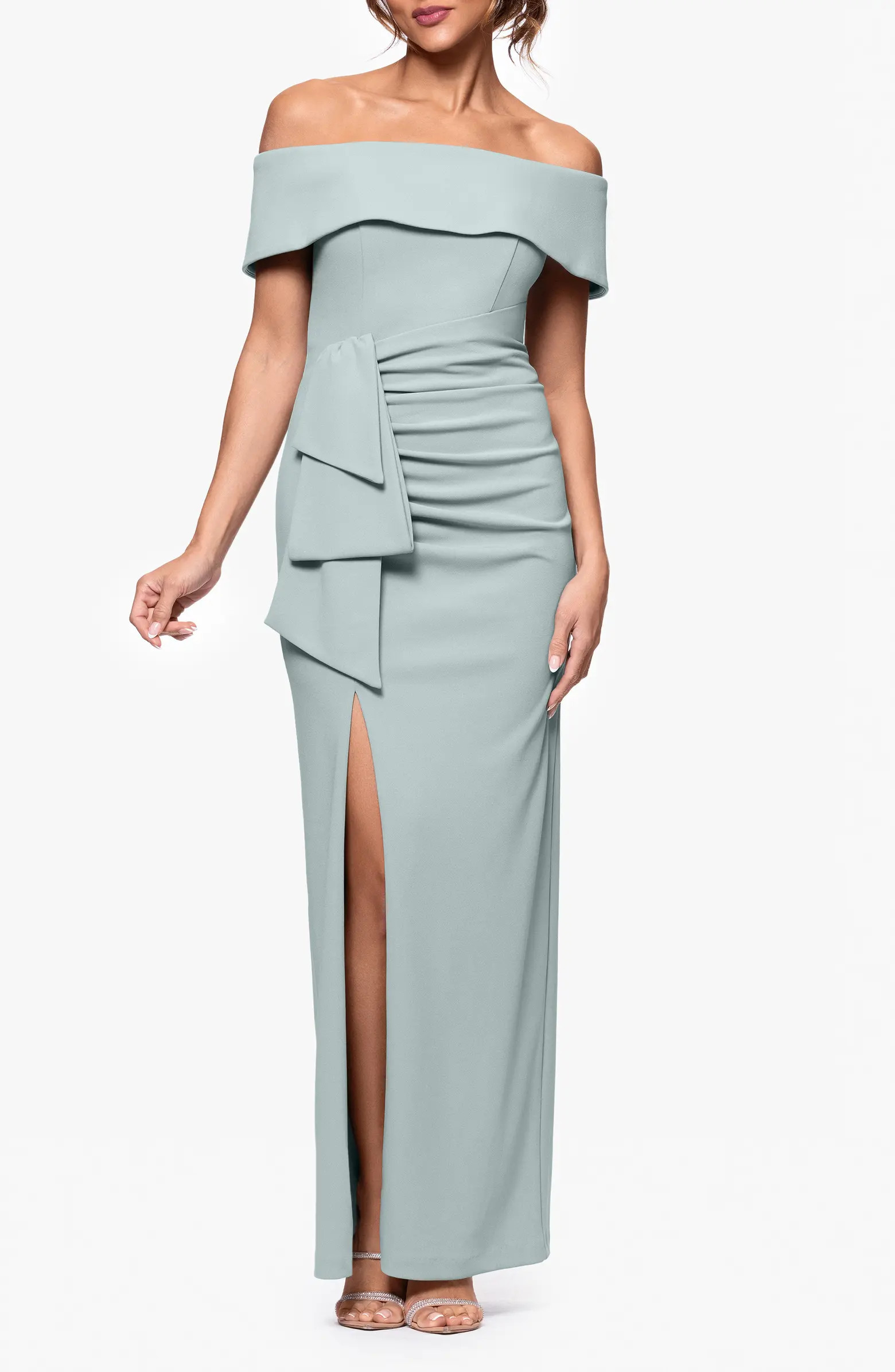 Ruched Off the Shoulder Crepe Gown | Nordstrom