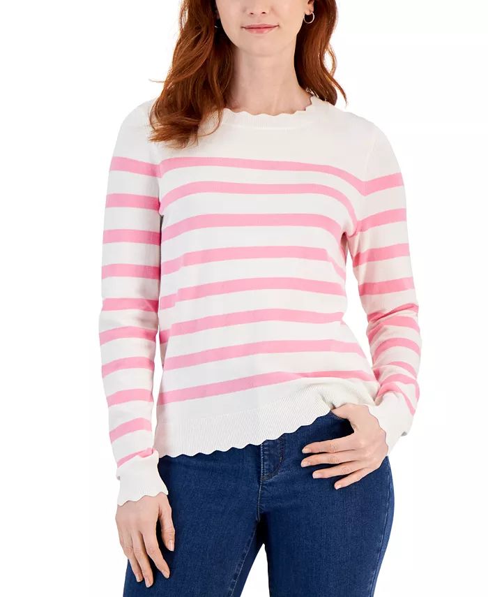 Charter Club Women's Scalloped Edge Sweater, Created for Macy's  & Reviews - Sweaters - Women - M... | Macys (US)