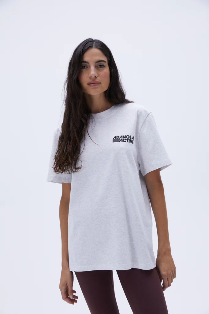 Retro Sport Short Sleeve Oversized T-shirt - Light Grey Melange | Adanola UK