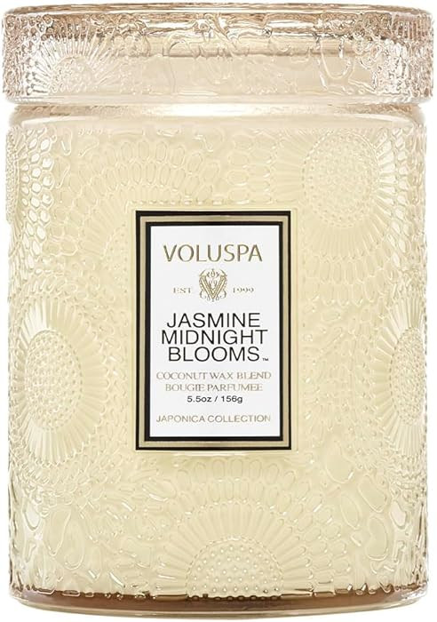 Voluspa Jasmine Midnight Blooms Glass Jar Candle, 5.5oz, Coconut Wax Blend, Scented Candles for H... | Amazon (US)