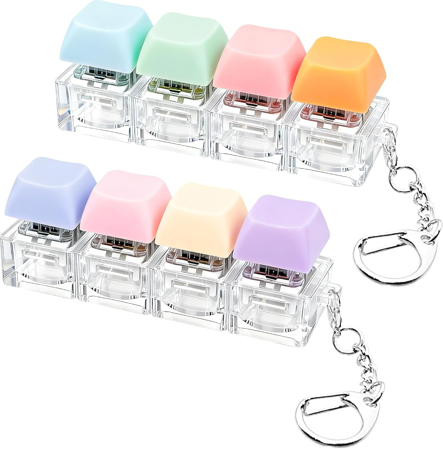 2 PCS Keyboard Fidget Toy, Keyboard Fidget Keychain 4-in-1 Keyboard Decompression Button Finger Clicker Toys (Purple Blue Pink Orange, General) | Amazon (US)