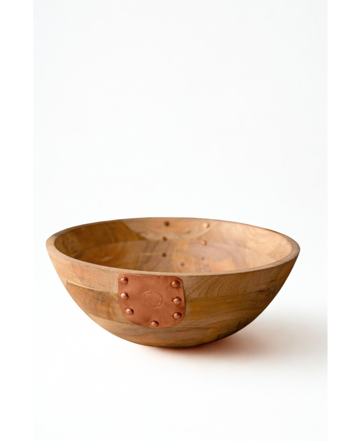 Coppermill Kitchen, Vintage Inspired Wooden Serving Bowl with Handmade Copper Details - Copper | Macy's