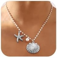 Gold Shell Necklace for Women Gold Seashell Starfish Pendant Necklace Shell Choker Pearl Beaded C... | Amazon (US)