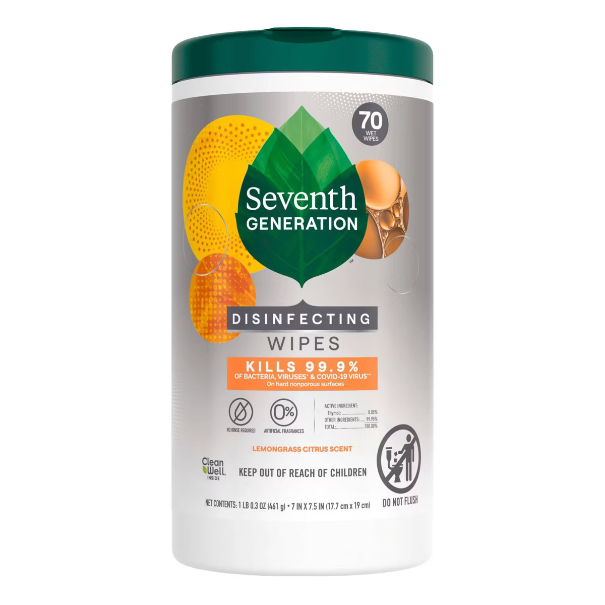 Seventh Generation Lemongrass Citrus Disinfecting Wipes - 70ct | Target