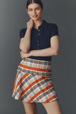 Maeve Button-Front Tweed Mini Skirt | Anthropologie (UK)