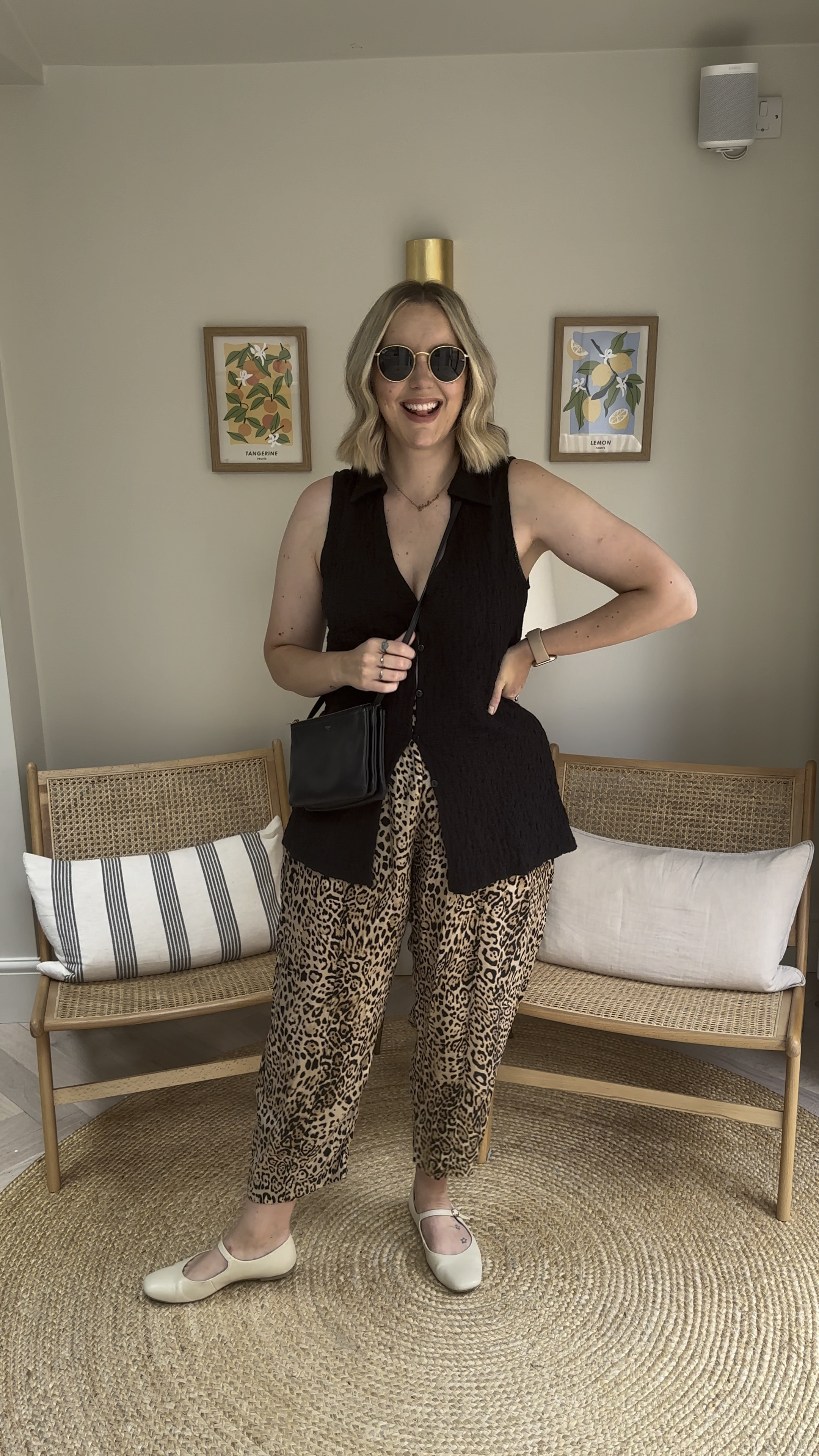 The perfect warm weather office outfit does exist. Outfit details listed, as well as alternatives.
M&S Mary Jane shoes, Beyond Nine Cupro leopard print Mabel’s (size xs), ASOS black waistcoat (size 12), Celine trio bag and Rayban sunglasses  

#LTKsummer #LTKworkwear #LTKuk