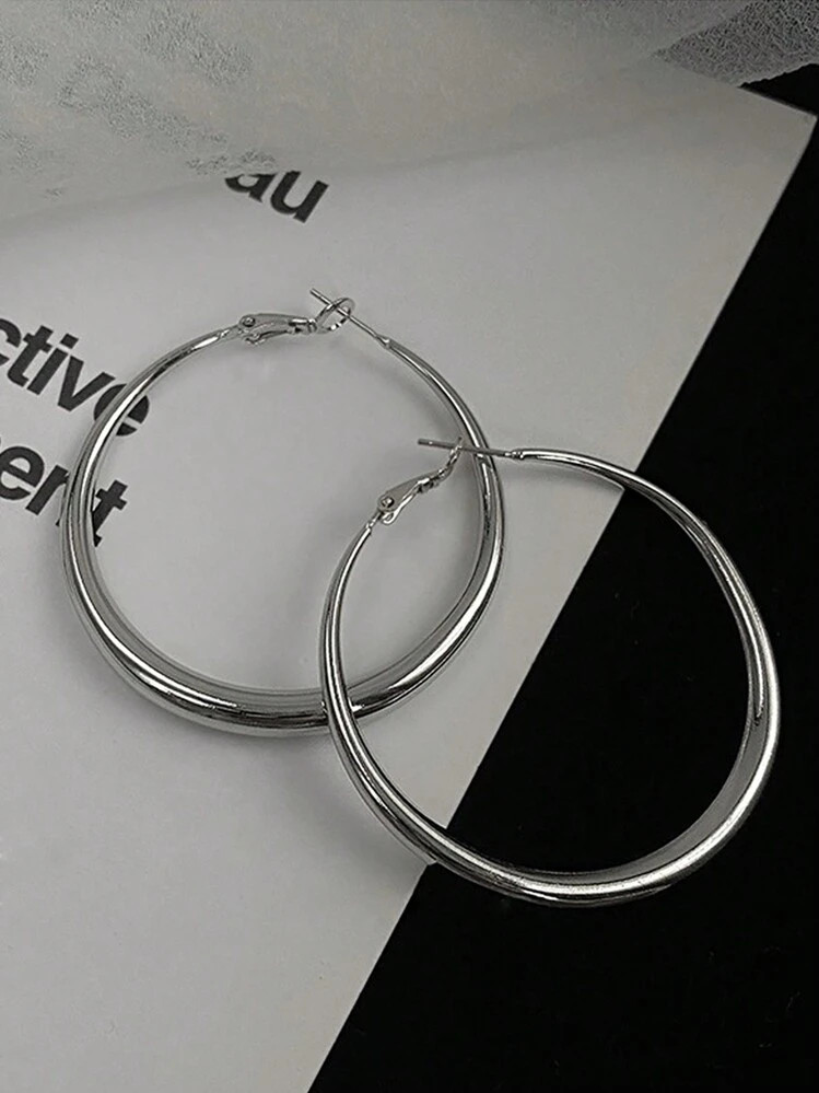 1pair Simple Luxury Fashionable Round Plain Earrings For Women's Daily Wear | SHEIN