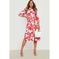 Womens Floral Split Midi Dress - Pink - 4 | boohoo (US & Canada)