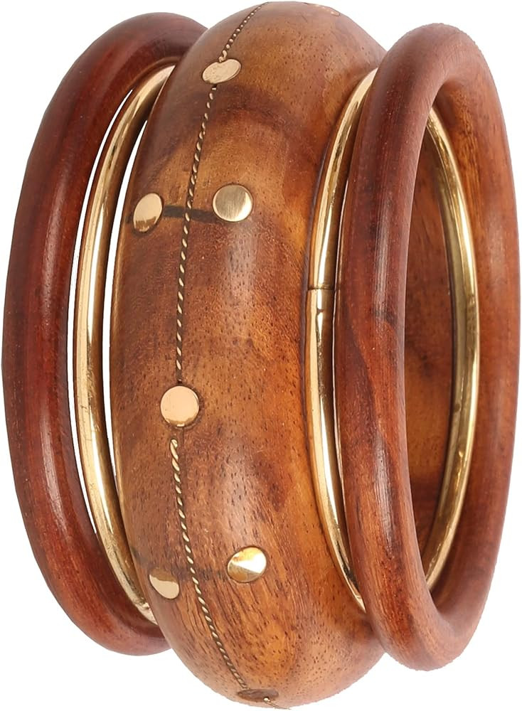 Touchstone Indian Masterly Handcrafted Hand Peeled Embedded Work Natural Crafted Wood And Brass F... | Amazon (US)