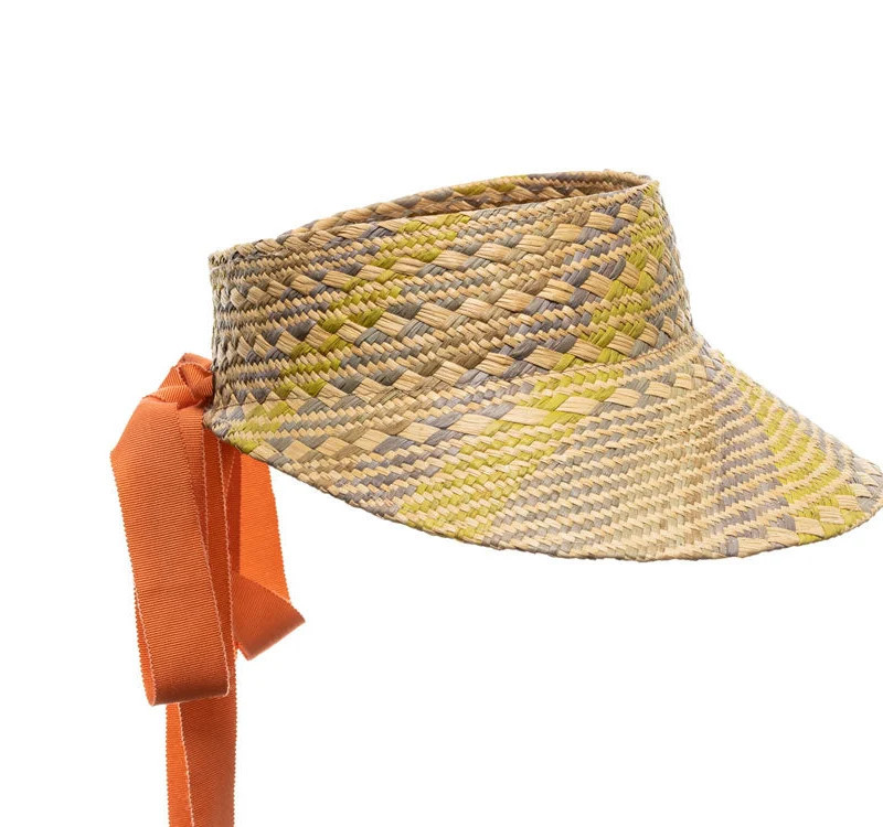 Jamie Slye Hats + Accessories Clementine Panama Straw Visor - Green - Green | Verishop