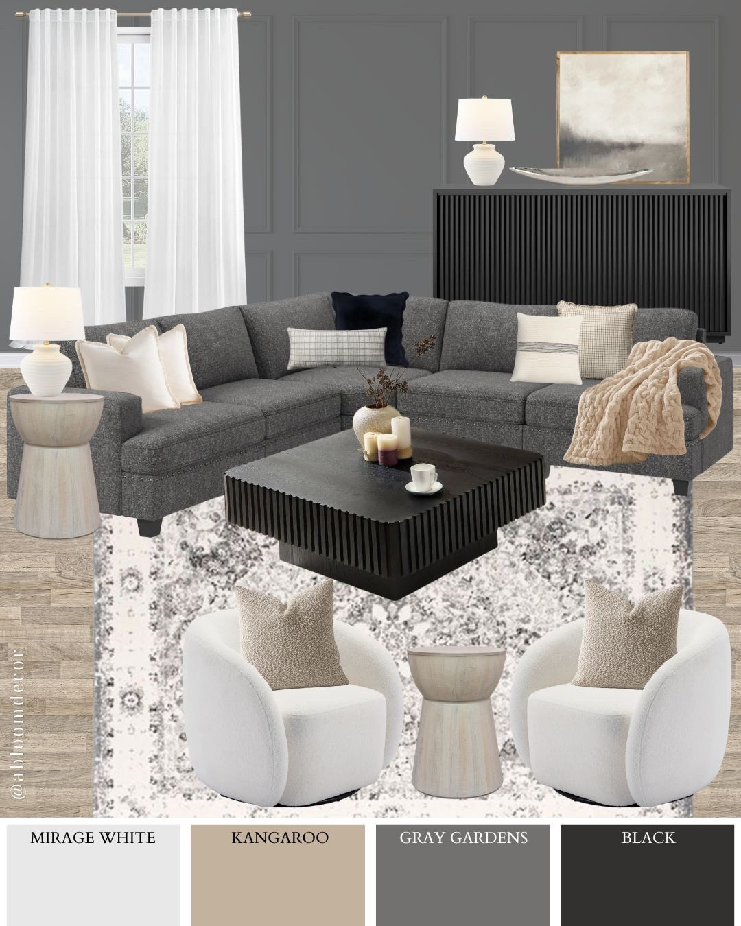 Soft White and Charcoal Modern Living Room Decorating

#LTKHome