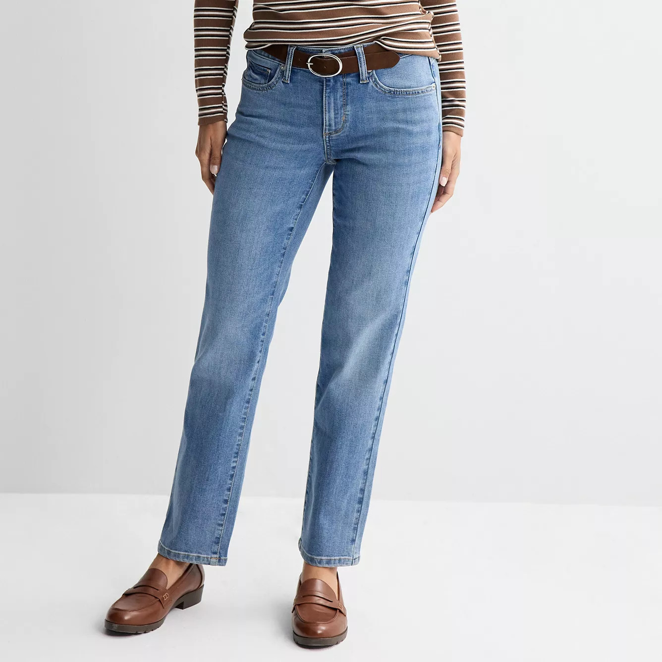 Women's Sonoma Goods For Life\u00ae Belted Mid Rise Slim Straight Jeans | Kohl's