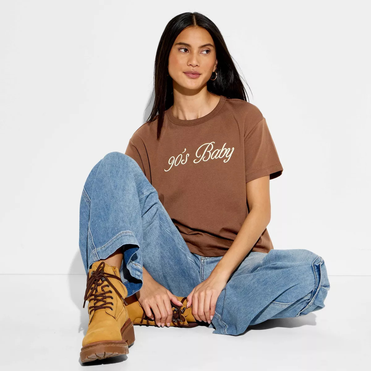 Women's 90's Baby Short Sleeve Graphic T-Shirt - Brown M | Target