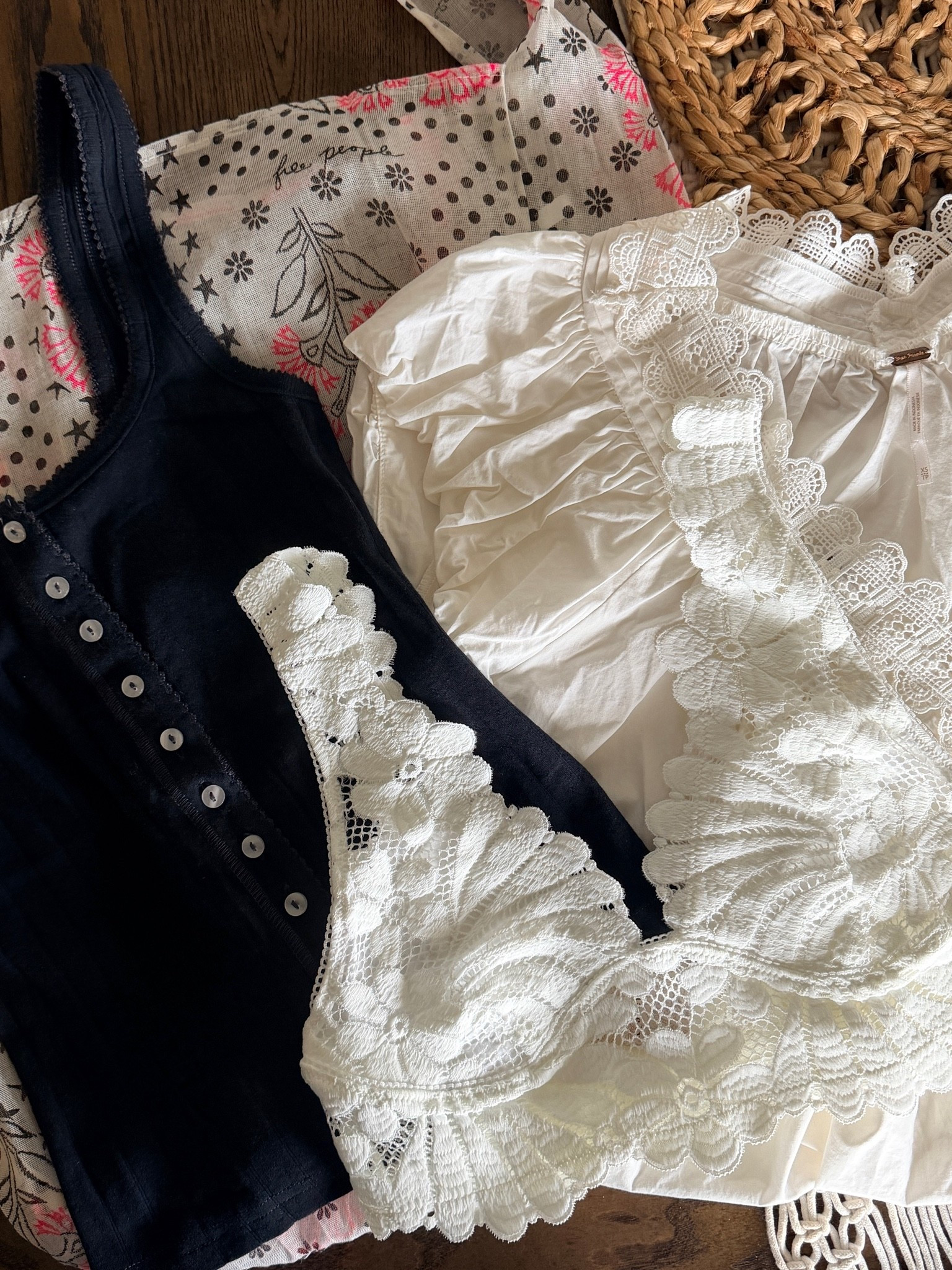 Latest Free People haul & every piece somehow feels even cuter in person. The lace details, soft textures, & easy throw on pieces are exactly what I want going into summer. FP always does effortless feminine so well.

free people haul-free people style-boho fashion-feminine tops-lace bralette-free people intimates-summer outfit inspiration-coastal boho style-layering pieces-casual chic outfit-free people tank-top-rated free people-soft girl aesthetic-elevated basics-romantic style outfits-everyday fashion finds-trending boutique style-cottagecore fashion-summer wardrobe staples

#LTKootd #LTKU #LTKmomlife