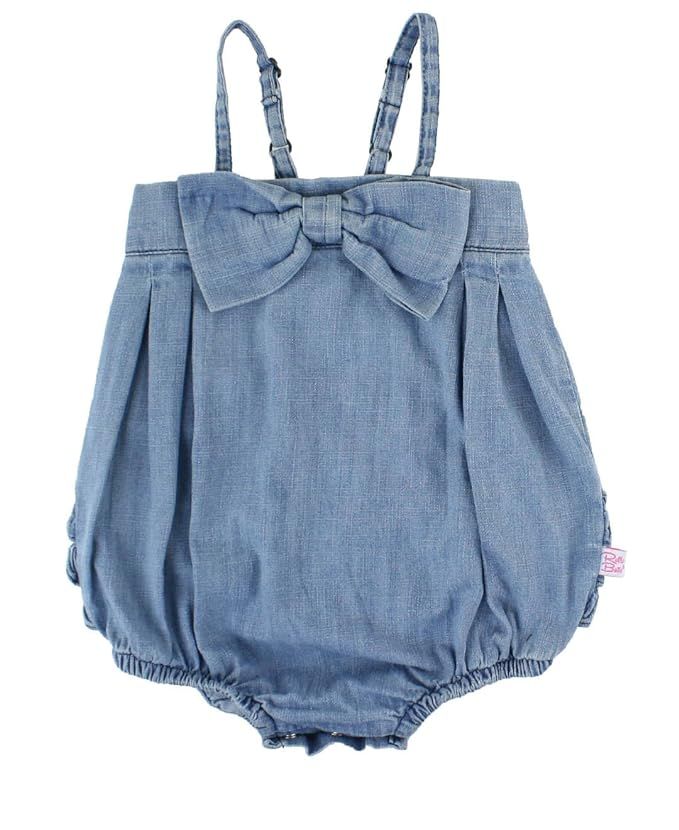 RuffleButts Baby/Toddler Girls Bow-Front Bubble Romper One Piece w/Ruffles | Amazon (US)