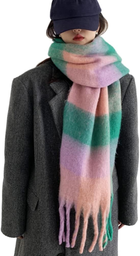 Big Chunky Plaid Scarf Colorful Checked Oversized Thick Scarves Soft Large Cashmere Wool Winter W... | Amazon (US)