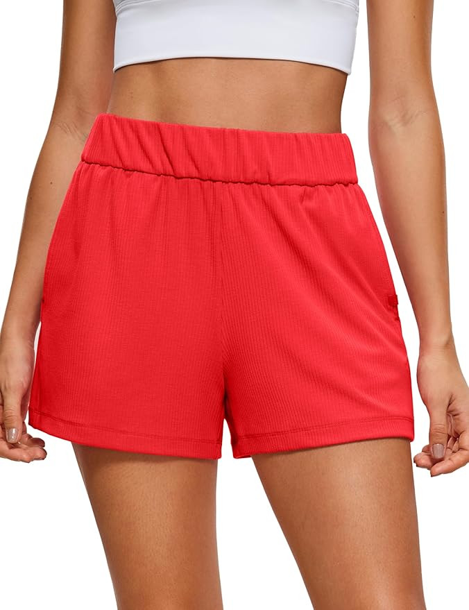 CRZ YOGA Comfy Ribbed Sweat Shorts for Women 3" - High Waisted Lyocell for Casual Lounge Athletic... | Amazon (US)