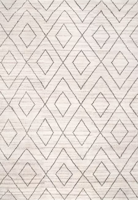 Beige Hand Knotted Double Diamond Helix 6' x 9' Area Rug | Rugs USA