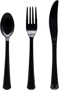Party Essentials Extra Heavy Duty Hard Plastic Cutlery Combo Pack, Full Size Knives/Forks/Spoons,... | Amazon (US)