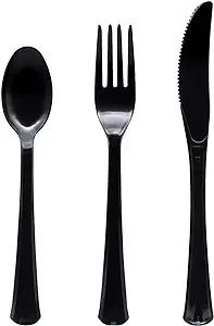 Party Essentials Extra Heavy Duty Hard Plastic Cutlery Combo Pack, Full Size Knives/Forks/Spoons,... | Amazon (US)