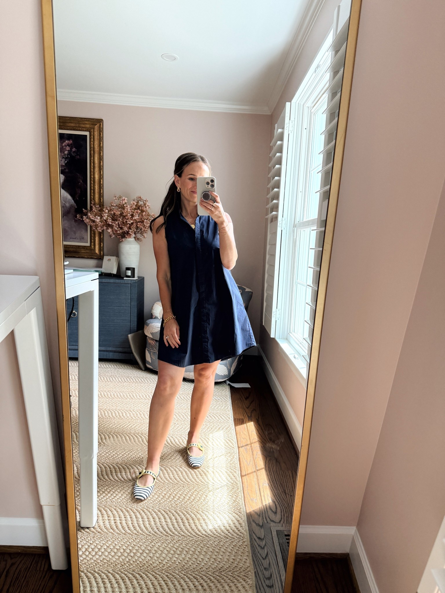 Polished and cute spring outfit - perfect for work or running errands. I linked the shorts I wear underneath too for chasing kids. ;) 

Wearing an XS in the dress. ballet flats are TTS. 

#LTKShoeCrush #LTKOver40 #LTKPetite