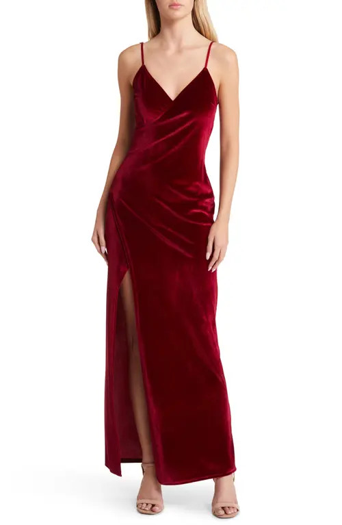 Lulus Debut Diva Velvet Gown in Burgundy at Nordstrom, Size X-Small | Nordstrom