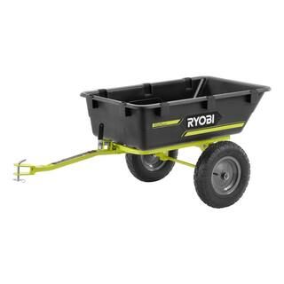 RYOBI 500 lb. 7.5 cu. ft. Tow-Behind Utility Dump Cart with Universal Hitch for Riding Mower, Law... | The Home Depot