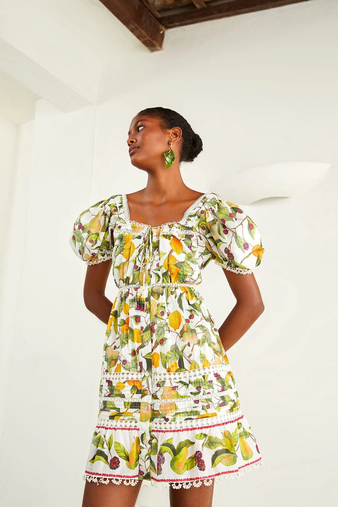 off-white fruit orchard mini dress | FarmRio (US)