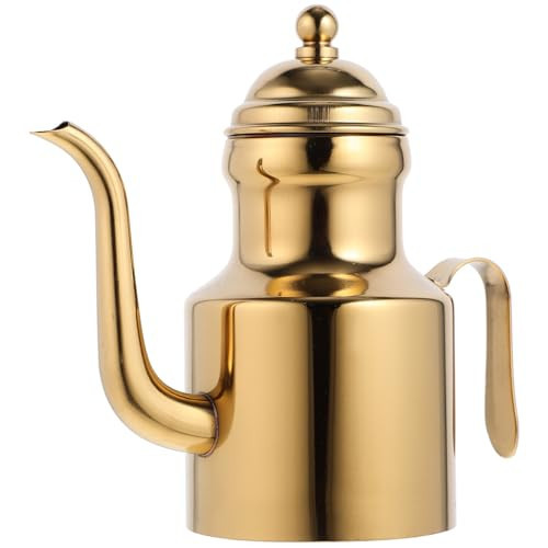 Golden Olive Oil Dispenser Bottle Stainless Steel, Cooking Oil Dispenser for Oil or Vinegar Cruet, Drip Sauce Bottle for Kitchen, Large Oil Dispenser with Drip Spout (11oz) | Amazon (US)