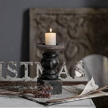 Wooden Black Candle Holder, Decorative Candle Holders for Table, Rustic Pillar Candle Holder, Tab... | Amazon (US)