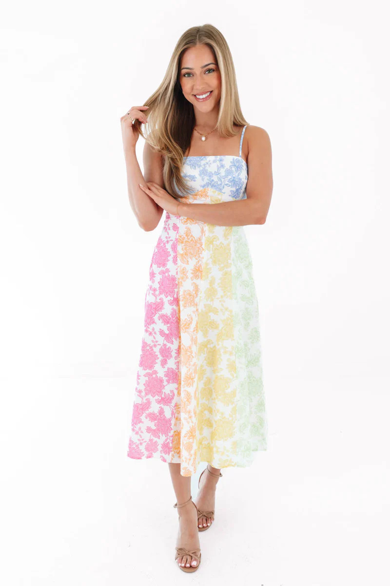 Patchwork Blooms Midi Dress - Multi | The Impeccable Pig