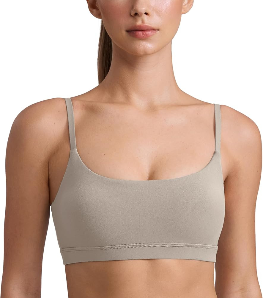 CRZ YOGA Butterluxe Adjustable Spaghetti Strap Sports Bras for Women - Scoop Neck Wireless Padded... | Amazon (US)