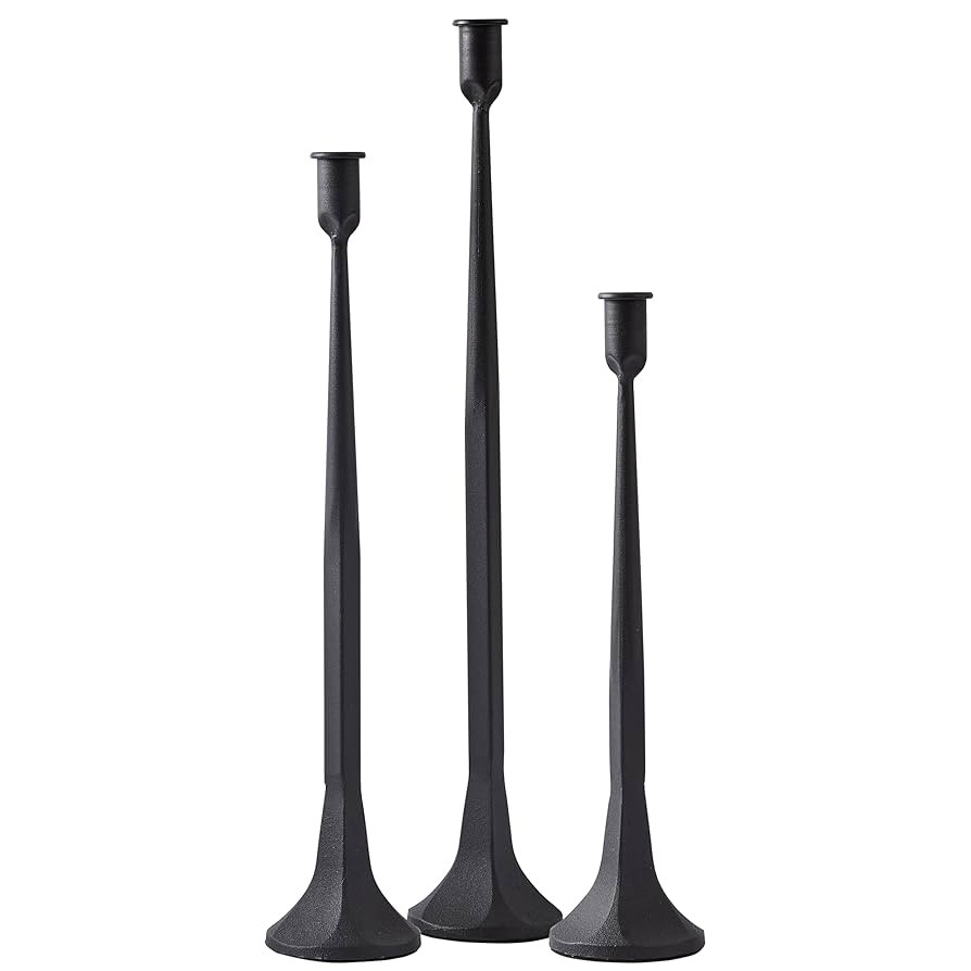 Denique Iron Taper Candle Holder Set of 3, Black Candlestick Holders 19.3”17” 14” Heighteni... | Amazon (US)