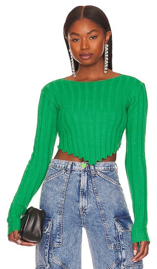 Daya Crop Sweater Top in Green | Revolve Clothing (Global)