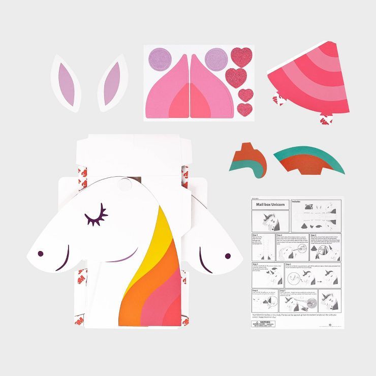 12pc Valentine's Day Unicorn Mailbox Paper Craft Kit - Spritz™ | Target