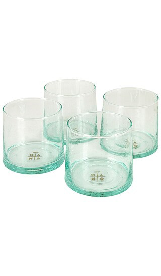 Recycled Glassware Set of 4 Medium Cup in Blue | Revolve Clothing (Global)