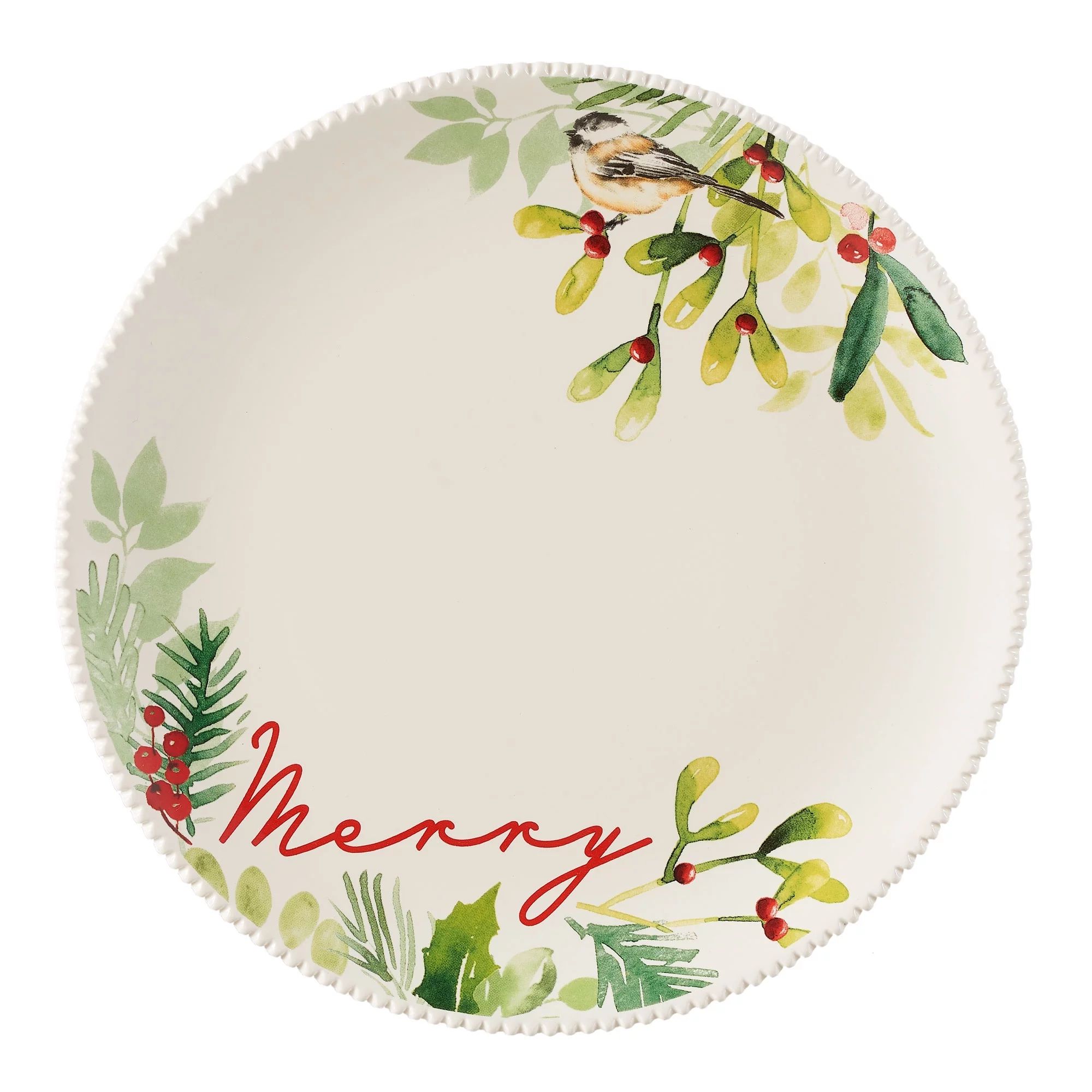 Better Homes & Gardens Winter Botanicals “Merry” Stoneware Round Salad Plate, 9.09” | Walmart (US)