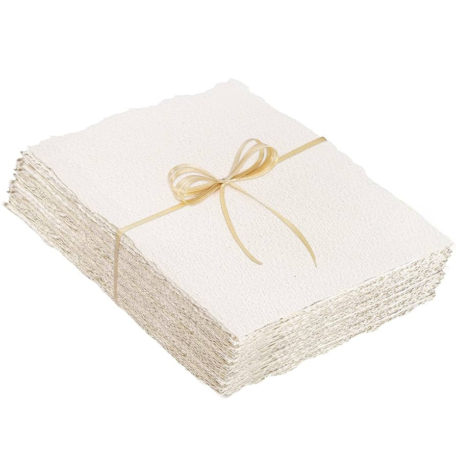 50 Sheets Watercolor Paper 4 x 6inch, 300 GSM Deckled Edge Paper Rough/Textured Handmade Paper Co... | Amazon (US)