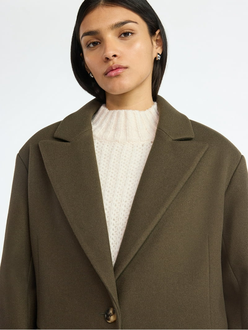 Scoop Women's and Women's Plus Oversized Faux Wool Coat, Heavyweight, Sizes XS-4X | Walmart (US)