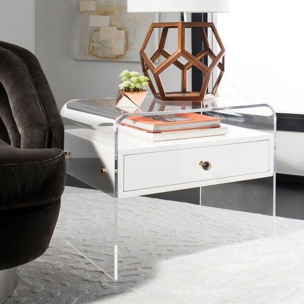 Safavieh Couture Dewitt Lucite Side Table- Clear / White - 24 In W x 18 In D x 20 In H | Bed Bath & Beyond