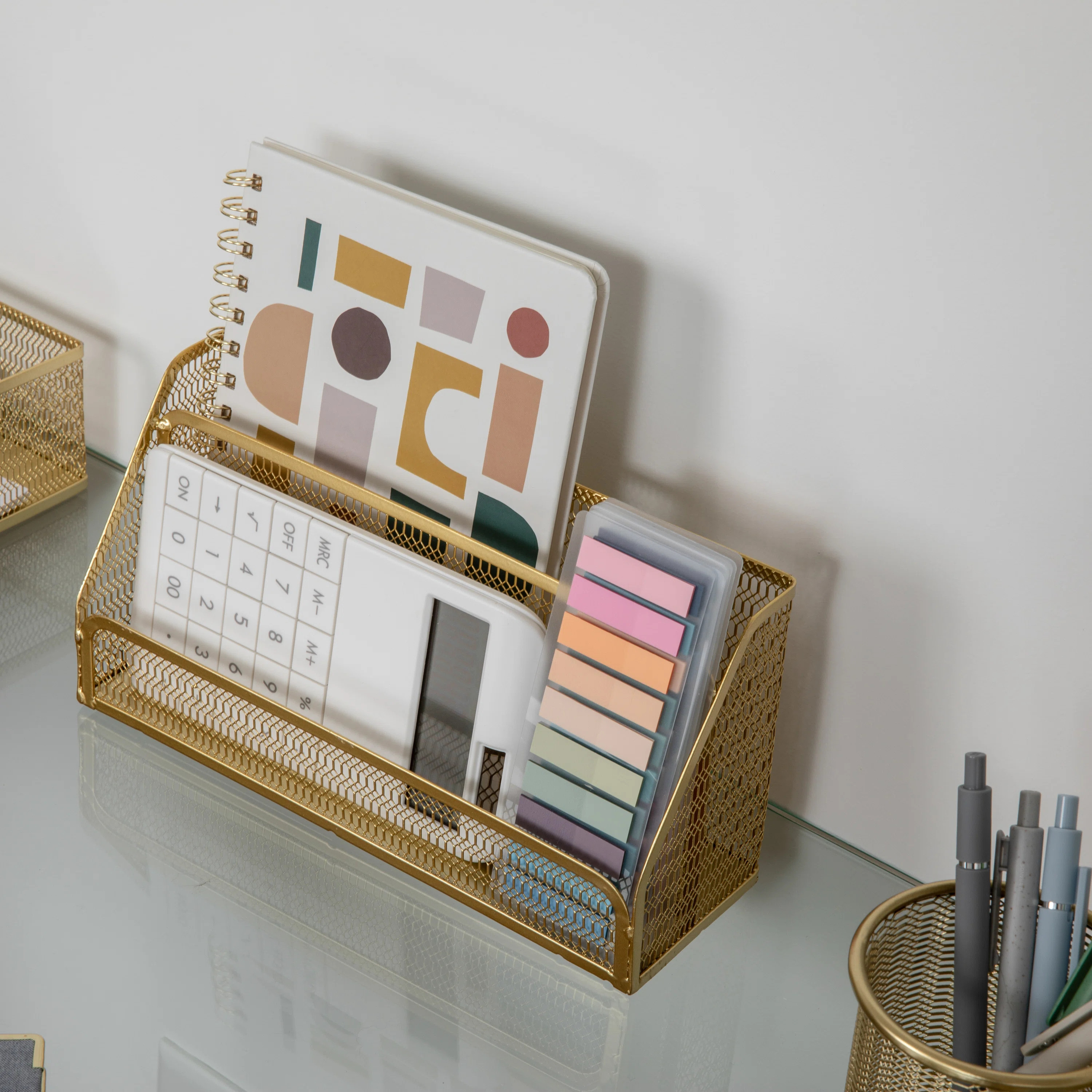 Thomas Martha Stewart 6 Piece Mesh Metal Desktop Office Supplies Organizer Set | Wayfair North America
