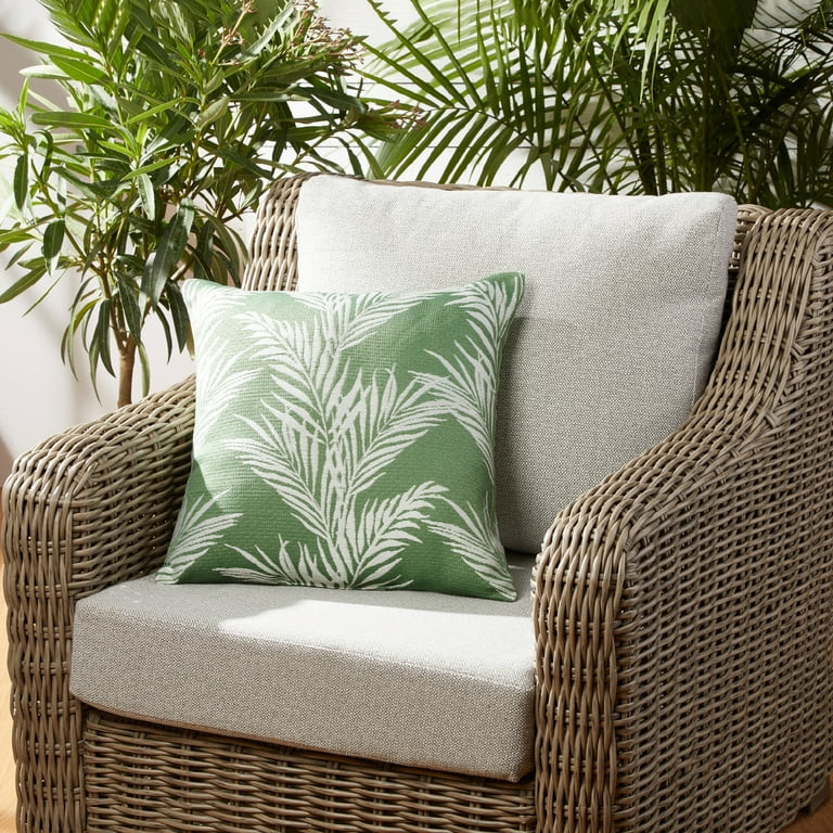 Better Homes & Gardens 18" x 18" Green Palm Outdoor Pillow | Walmart (US)
