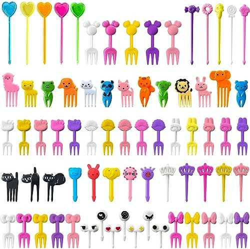 Animal Food Picks for Kids - 120 pcs Set Animal Bento Deco Set for Kids Lunch Box Decoration - Mi... | Amazon (US)