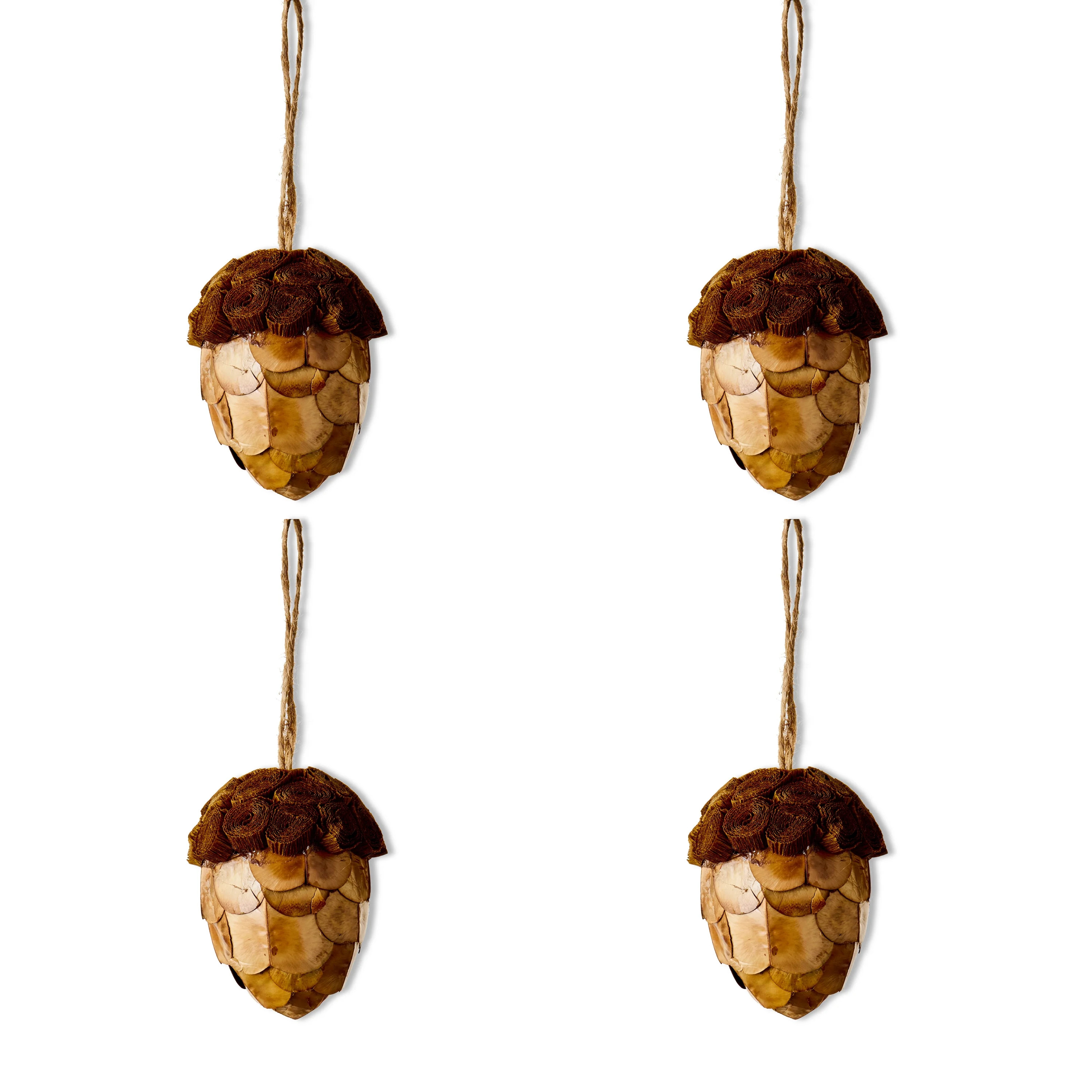 Transitional Traditional Natural Acorn Mini Christmas Ornament Set, 4 Count, 5.5", by Holiday Tim... | Walmart (US)