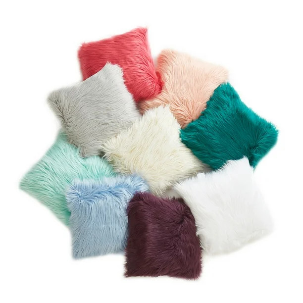 Mainstays Flokati Decorative Throw Pillow, 16 X 16, Classic Mint | Walmart (US)