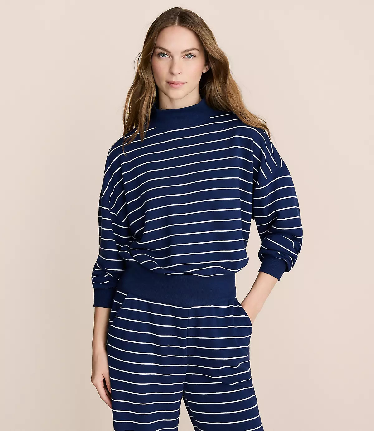 Lou & Grey Striped Cozy Cotton Wide Leg Pants | LOFT