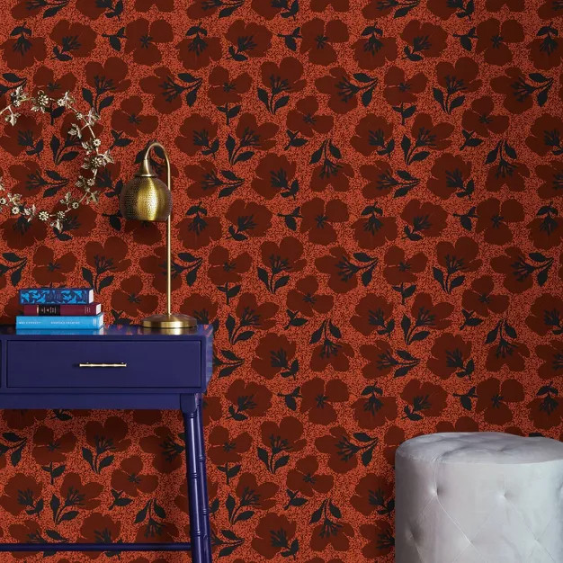 Retro Floral Peel & Stick Wallpaper Red - Opalhouse™ | Target