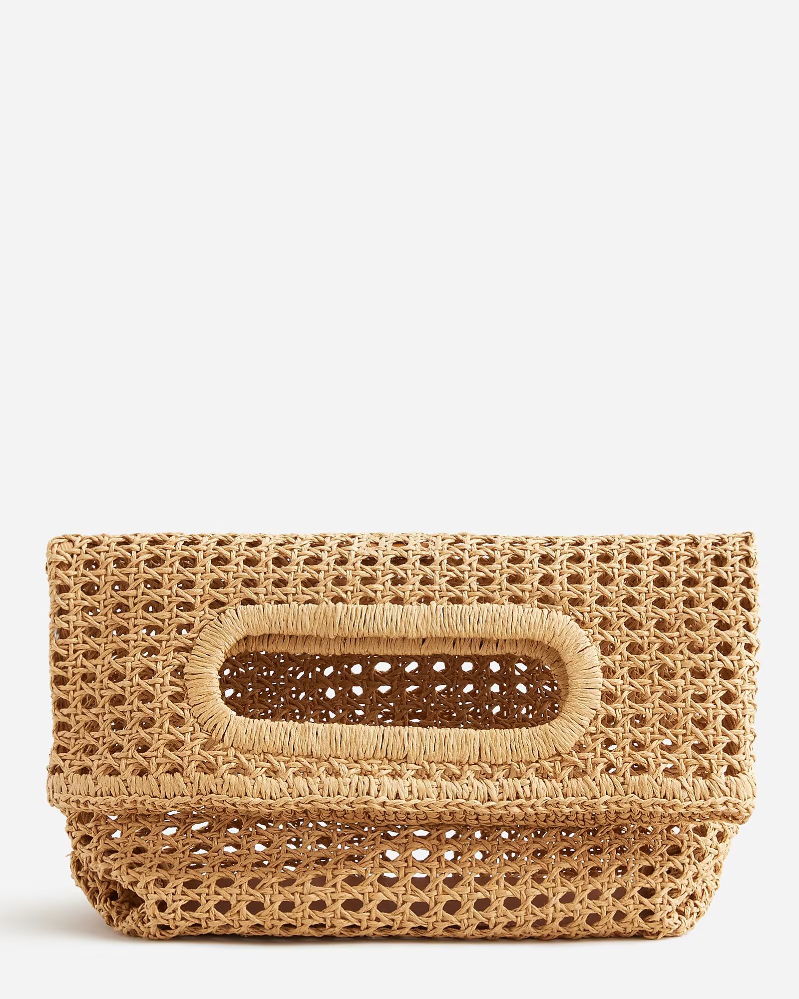top rated4.3(3 REVIEWS)Open-weave foldover clutch$89.50NaturalOne SizePre-OrderSize & Fit Informa... | J.Crew US