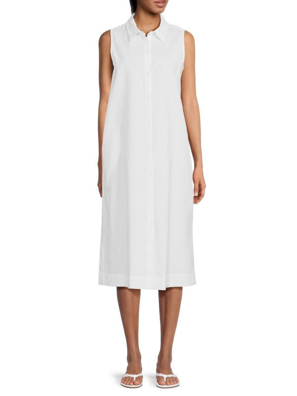 Sleeveless Linen Blend Shirtdress | Saks Fifth Avenue OFF 5TH