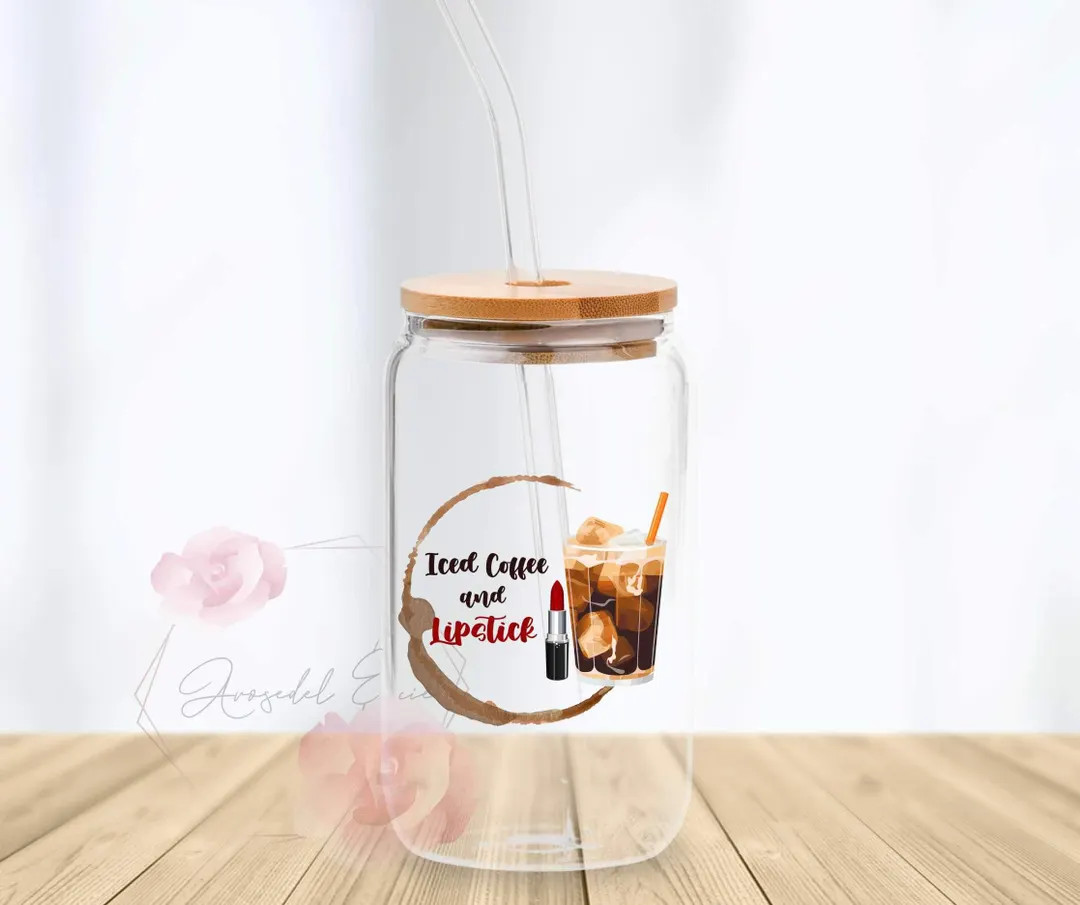 16oz Glass Coffee & Lipstick Xfabiolapricemakeup Collaboration - Etsy Canada | Etsy (US)